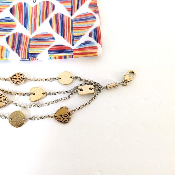 Brighton 3 Strand Retired Bracelet Hearts, Discs, Rectangles 7-8 inches Pouch - Picture 4 of 5